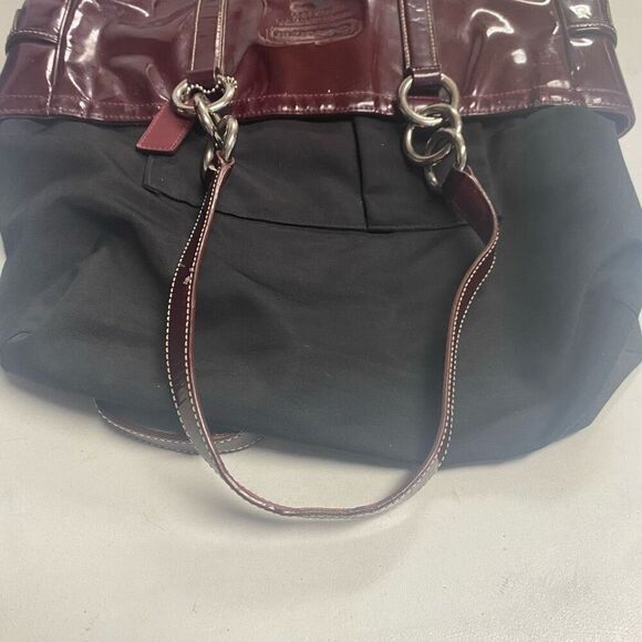 COACH F12838 Burgundy Patent Leather Tote Shoulder Bag SEE DESCRIPTION Vintage - Picture 10 of 14